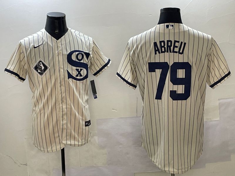 Men Chicago White Sox #79 Abreu Cream Stripe Dream Edition Game 2025 Nike MLB Jersey style 5->chicago white sox->MLB Jersey